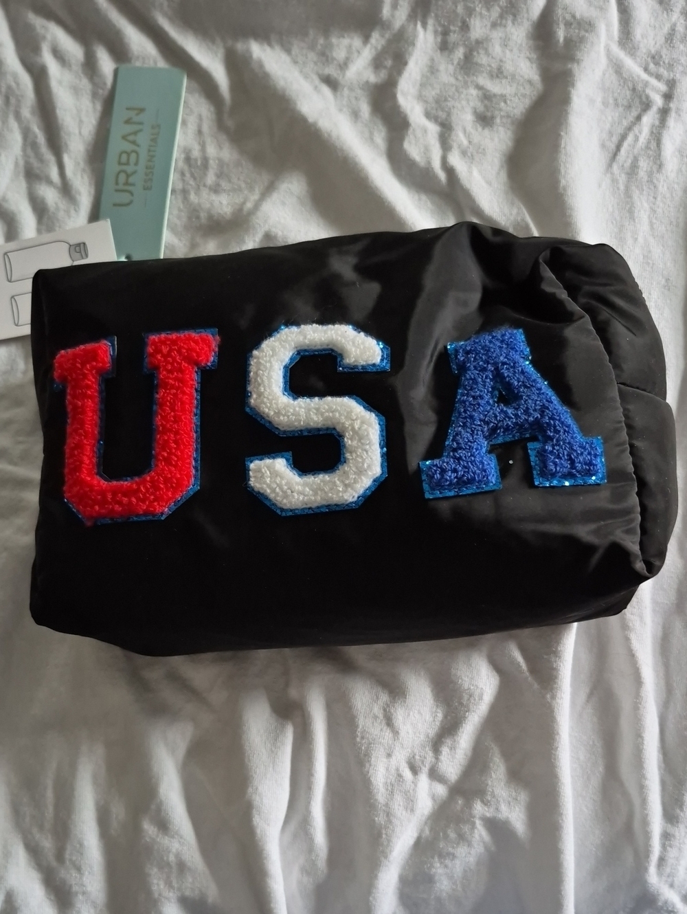 Black USA Appliqué Nylon Clutch – Red White Blue